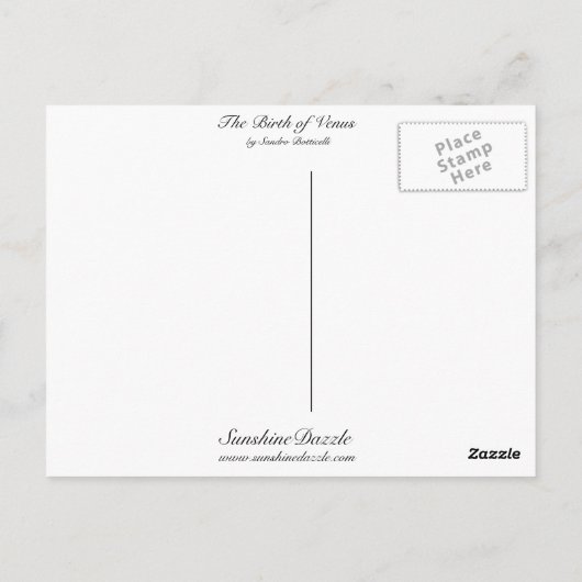 De geboorte van Venus Briefkaart (Achterkant)