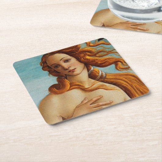 De geboorte van Venus (details), Sandro Botticelli Kartonnen Onderzetters (Schuin)