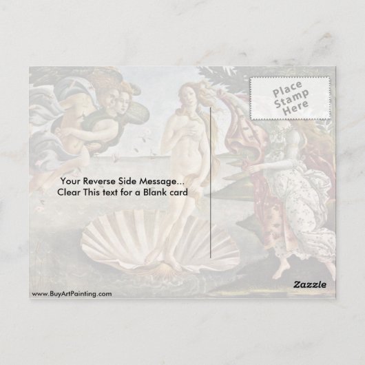 De geboorte van Venus. Door Sandro Botticelli Briefkaart (Achterkant)