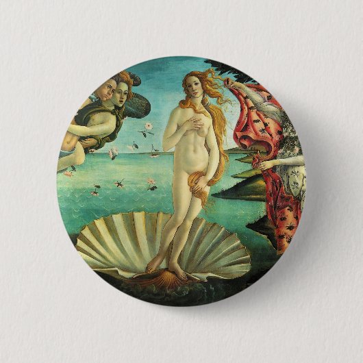 De geboorte van Venus door Sandro Botticelli Ronde Button 5,7 Cm (Voorkant)