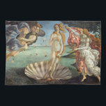 De geboorte van Venus door Sandro Botticelli Theedoek<br><div class="desc">De geboorte van Venus (c. 1482-1486) door Sandro Botticelli (1444-1510) is een  schilderij van Renaissance Era met een fijne kunstmythologische schilderij. De godin Venus is uit het zee gekomen als volgroeide vrouw en staat in een grote zeeslag op de kust.</div>