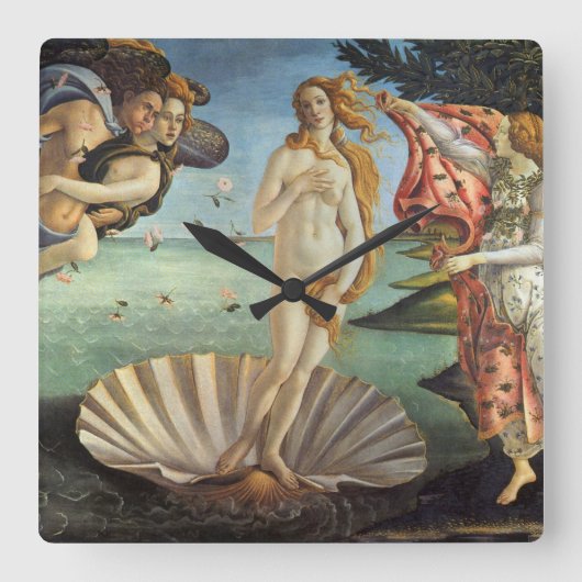 De geboorte van Venus door Sandro Botticelli Vierkante Klok (Voorkant)