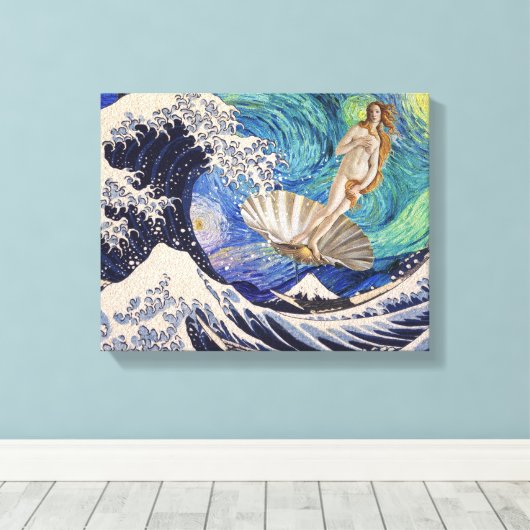 De geboorte van Venus in de Grote Golf Canvas Afdruk (Insitu (Houten vloer))