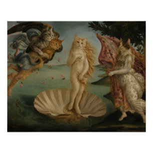 De Geboorte van Venus Katten Parodie Renaissance K Perfect Poster