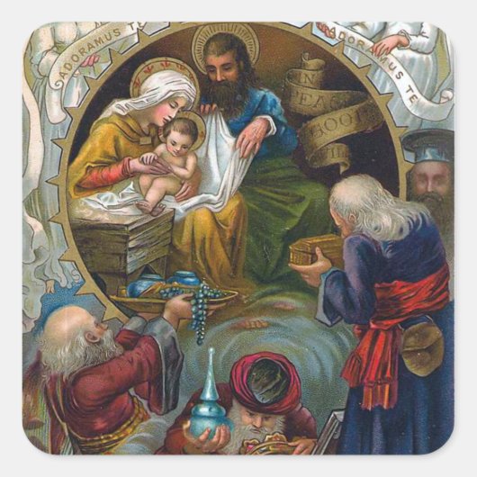 "De Geboorte" Vierkante Sticker (Voorkant)