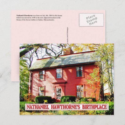 De Geboorteplaats van Hawthorne van Nathaniel, Briefkaart (Voorkant / Achterkant)