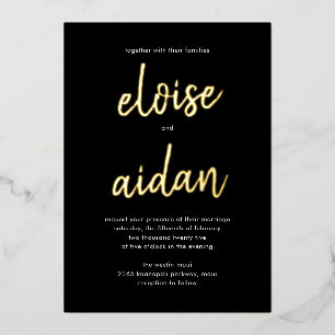 De geborstelde Namen Echte Folie van de Uitnodigin Uitnodiging