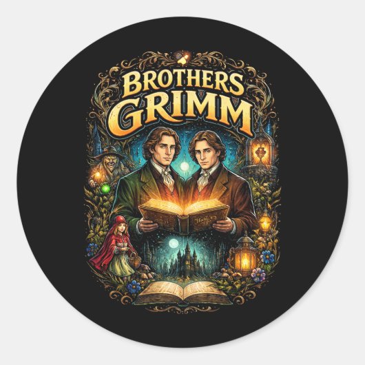 De gebroeders Grimm Ronde Sticker (Voorkant)