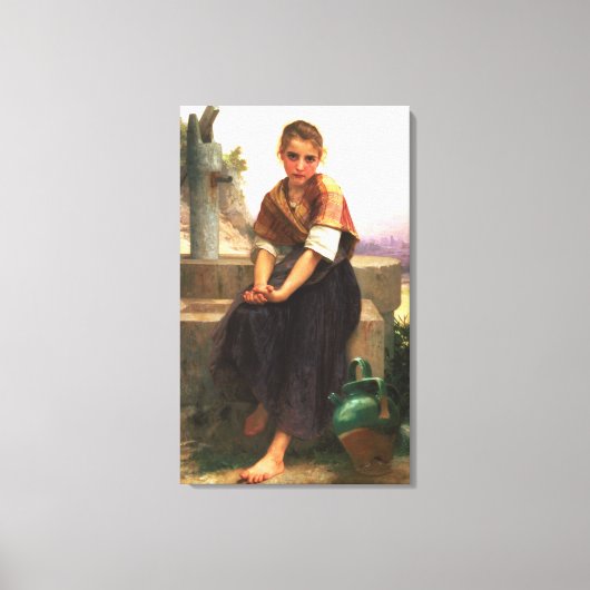 De gebroken Pitcher van William-Adolphe Bouguereau Canvas Afdruk (Voorkant)