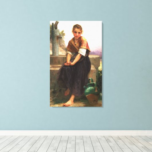 De gebroken Pitcher van William-Adolphe Bouguereau Canvas Afdruk (Insitu (Houten vloer))