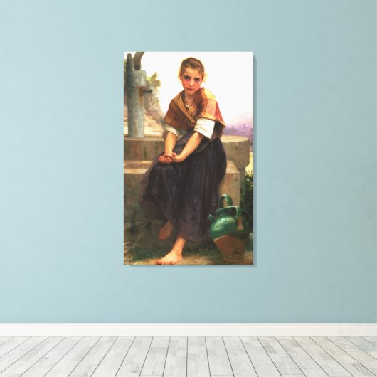 De gebroken Pitcher van William-Adolphe Bouguereau Canvas Afdruk (Insitu (Houten vloer))