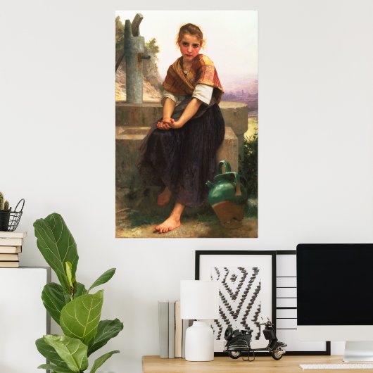 De gebroken Pitcher van William-Adolphe Bouguereau Poster (Thuiskantoor)