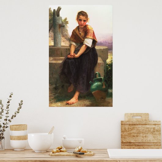 De gebroken Pitcher van William-Adolphe Bouguereau Poster (Keuken)