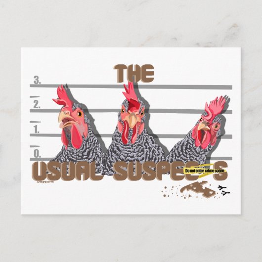 De gebruikelijke CHICKEN-verdachten - Barred Rock  Briefkaart (Voorkant)