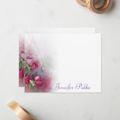 De gecalligrafeerde Bloemen van de Rozen van de Wa Notitiekaartje (Voorkant / Achterkant in situ)