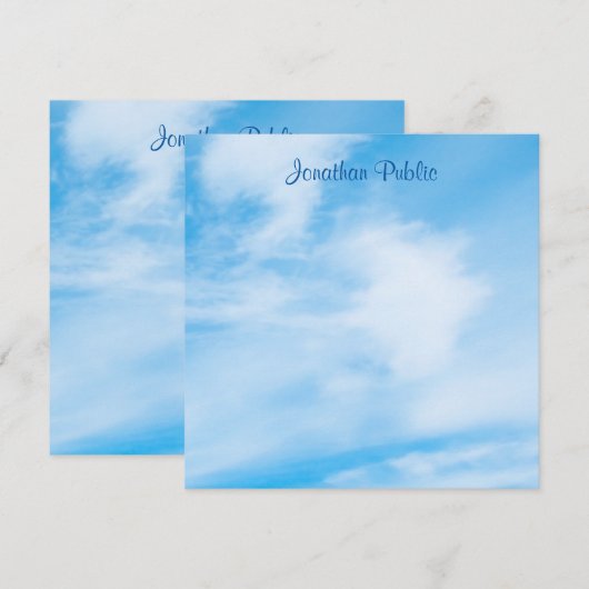 De gecalligraveerde Naam van het Manuscript Blauwe Notitiekaartje (Voorkant / Achterkant)