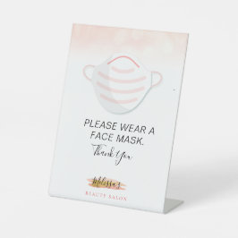 De gecodeerde veiligheid draag een maskerbedrijf reclamebord met voetstuk