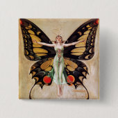 De gedaanteverandering van de Flapper Girl tot vli Vierkante Button 5,1 Cm (Voorkant)