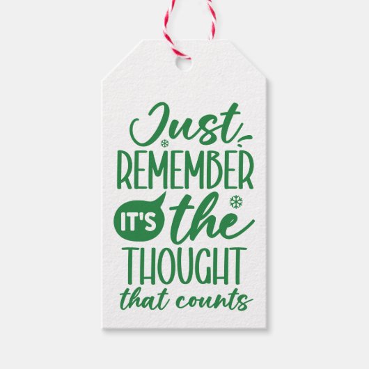 DE GEDACHTE DIE GRAPPIG KERSTGROEN TELT CADEAULABEL (Voorkant)