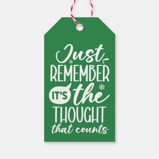 DE GEDACHTE DIE GRAPPIG KERSTGROEN TELT CADEAULABEL (Voorkant)