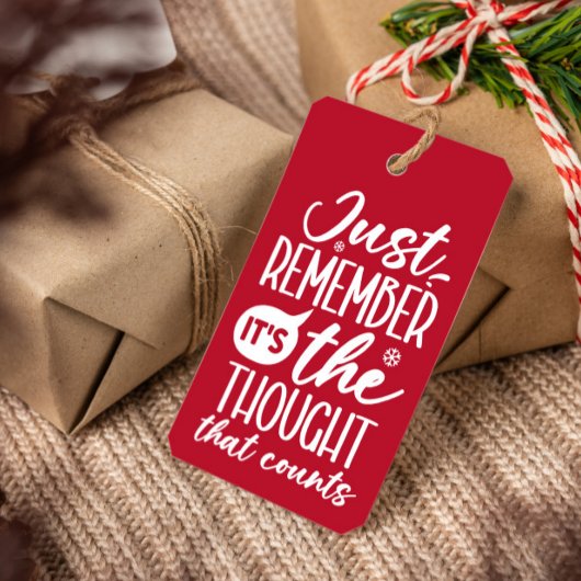 DE GEDACHTE DIE GRAPPIG KERSTROOD TELT CADEAULABEL