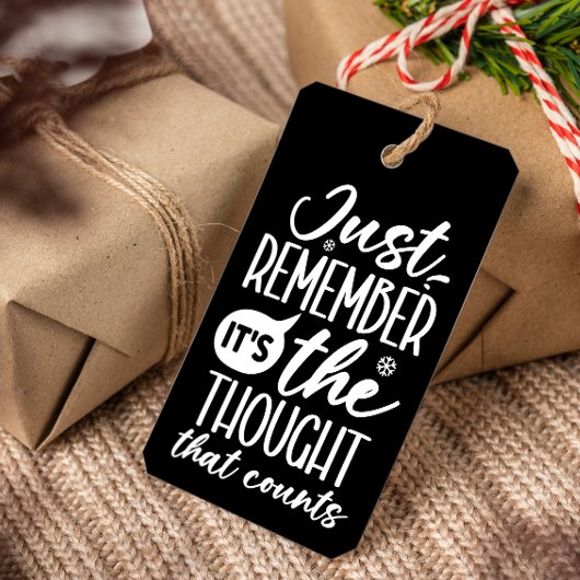 DE GEDACHTE DIE GRAPPIG KERSTZWART TELT CADEAULABEL