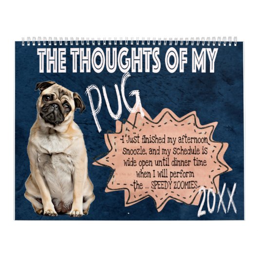 De gedachten van mijn Pug-agenda Kalender (Hoes)