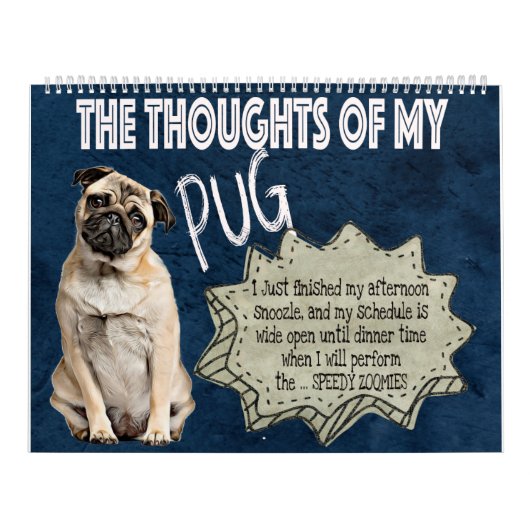 De gedachten van mijn Pug-agenda Kalender (Hoes)