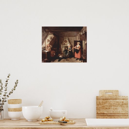 De gedimde dichter (Hogarth 1736) Poster (Keuken)