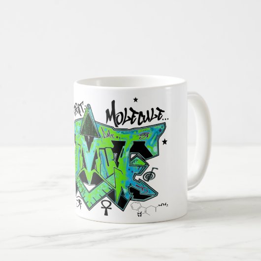 De gedistilleerde molecule-mok ayahuasca koffiemok (Voorkant rechts)