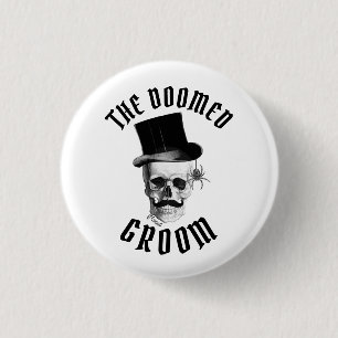 De gedoemde groomde grappige Gothic bruiloft sched Ronde Button 3,2 Cm