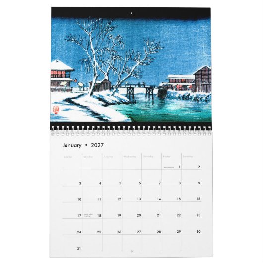 De Gedrukte Kalender van ukiyo-e 2015 Douane (Jan 2027)