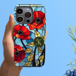 De gedurfde rode papaver tuin vrouwelijk monogram iPhone 16 pro hoesje