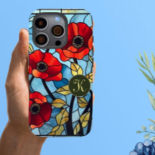 De gedurfde rode papaver tuin vrouwelijk monogram iPhone 16 pro hoesje