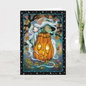 De Geest en de Reuzenpompoen Halloween Kunstkaart Kaart (Voorkant)
