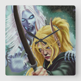 De geest en het lichaam vierkante klok