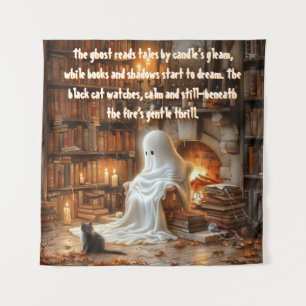 De geest in de studie Halloween Wandkleed