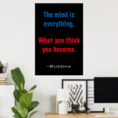 De geest is alles wat Boeddha citeert Inspirerend Poster (Thuiskantoor)