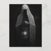 De geest met een lantaarn zwart en wit briefkaart (Voorkant)