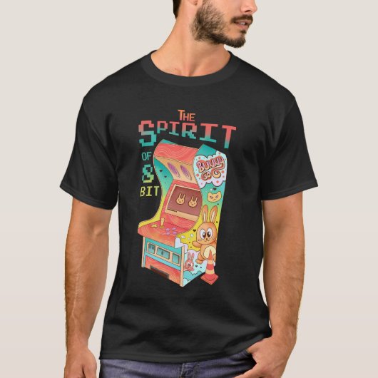 De geest van 8-bits Retro Arcade Bunny Go-gamer T-shirt (Voorkant)