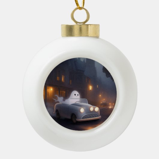 De geest van Allerheiligenavond | Een spookachtige Keramische Bal Ornament (Voorkant)
