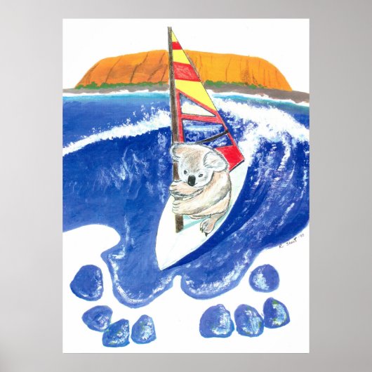 De geest van Australië - Koala Beer Wind Surfing Poster (Voorkant)