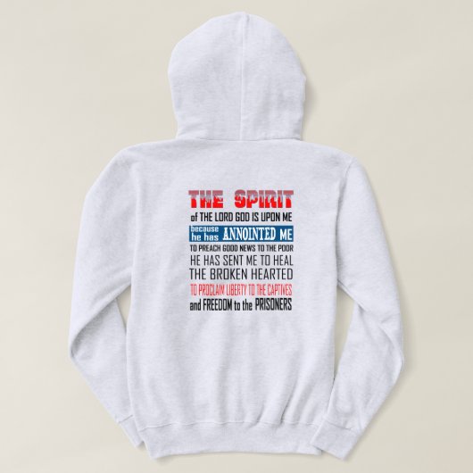 De geest van de God is op mij Christelijk Hoodie (Design achterkant)