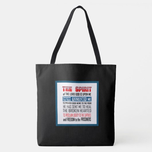 De geest van de God is op mij Christelijk Tote Bag (Voorkant)