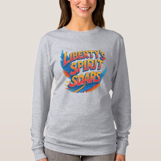 De Geest van de Vrijheid Siert – Tekst, Levendige T-shirt (Voorkant)