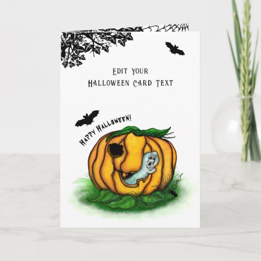 De geest van Halloween, Bat, Ghost en Spider Bedankkaart (Voorkant)