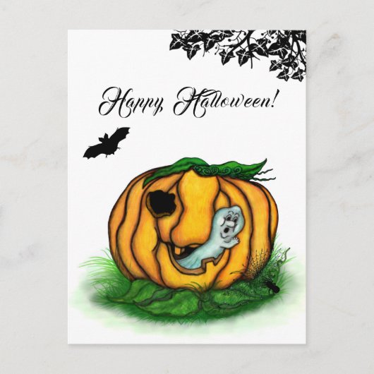 De geest van Halloween, Bat, Ghost en Spider Briefkaart (Voorkant)