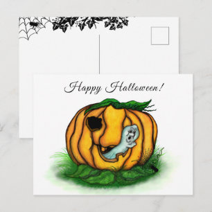 De geest van Halloween, Bat, Ghost en Spider Briefkaart