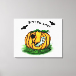 De geest van Halloween, Bat, Ghost en Spider Canvas Afdruk