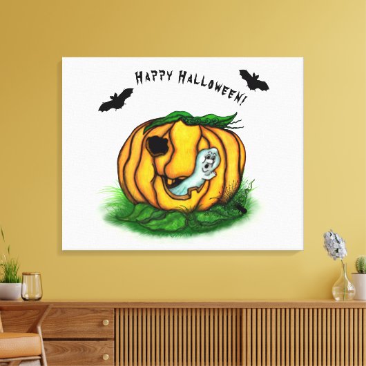 De geest van Halloween, Bat, Ghost en Spider Canvas Afdruk (Insitu (Woonkamer))